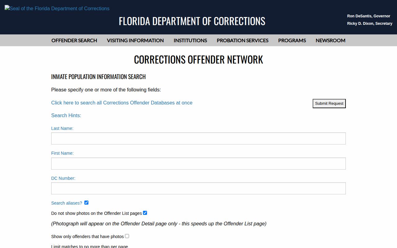 FDC search for a Walton County projected release date