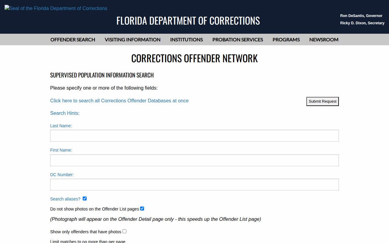 Walton County post-release supervision search through FDC