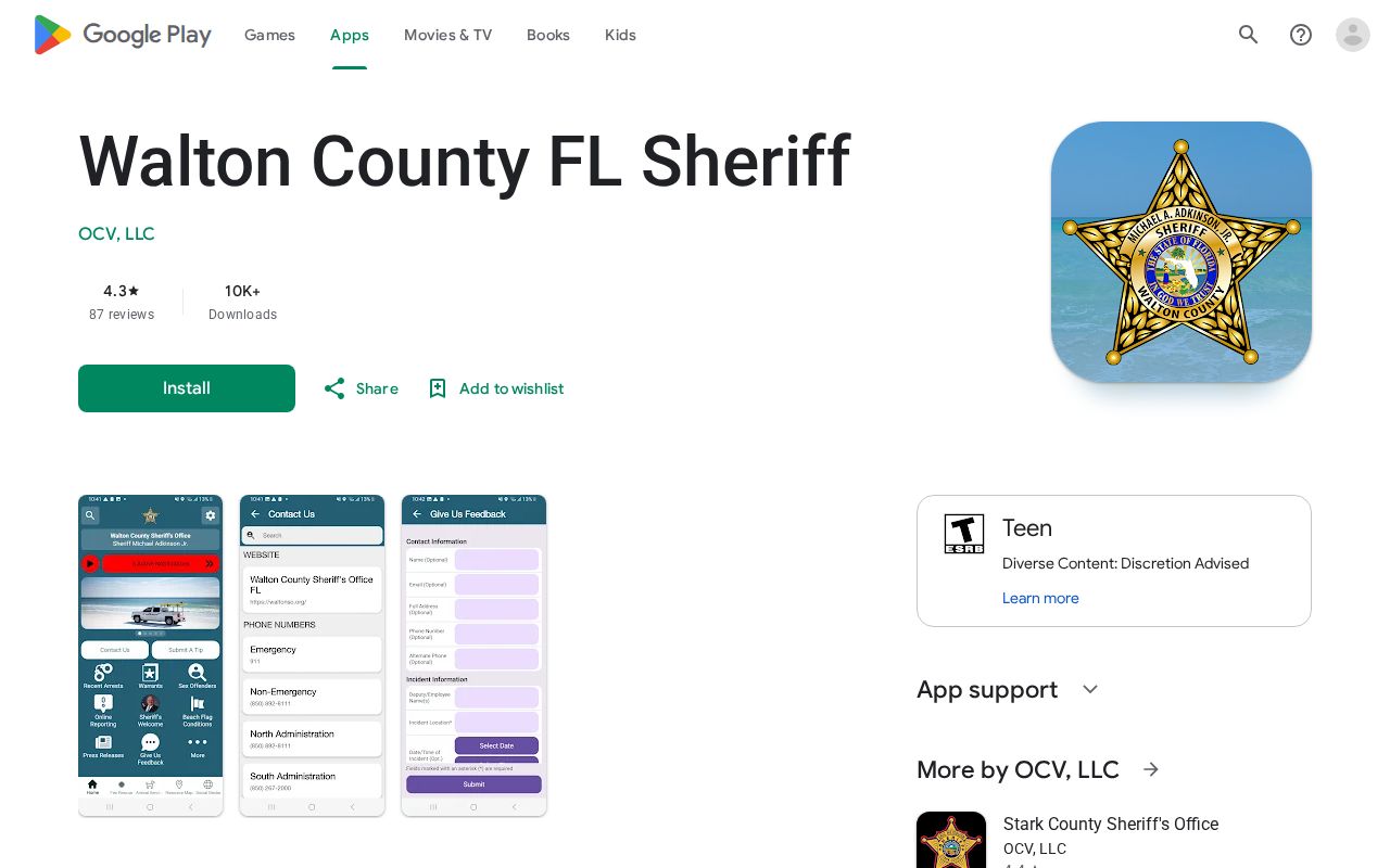 Official WCSO app listing for Walton County booking photo access