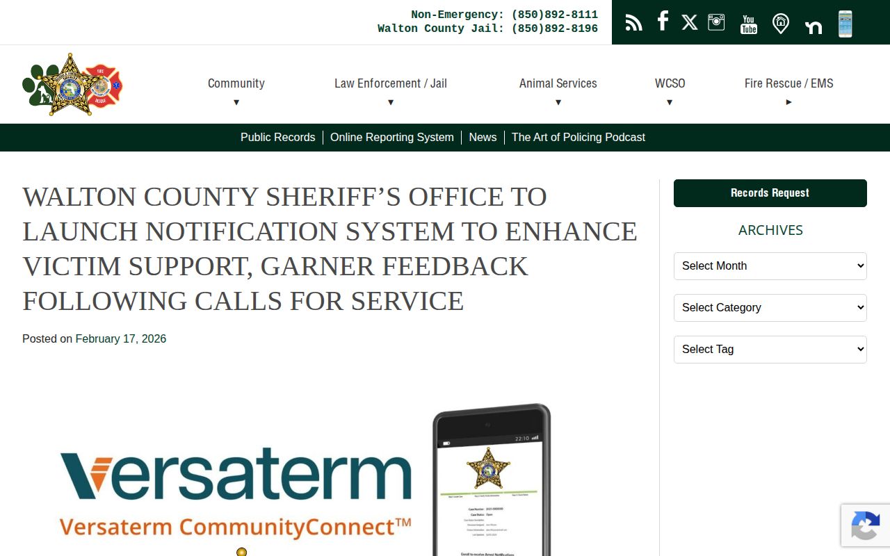 Walton County VINE CommunityConnect release notification announcement